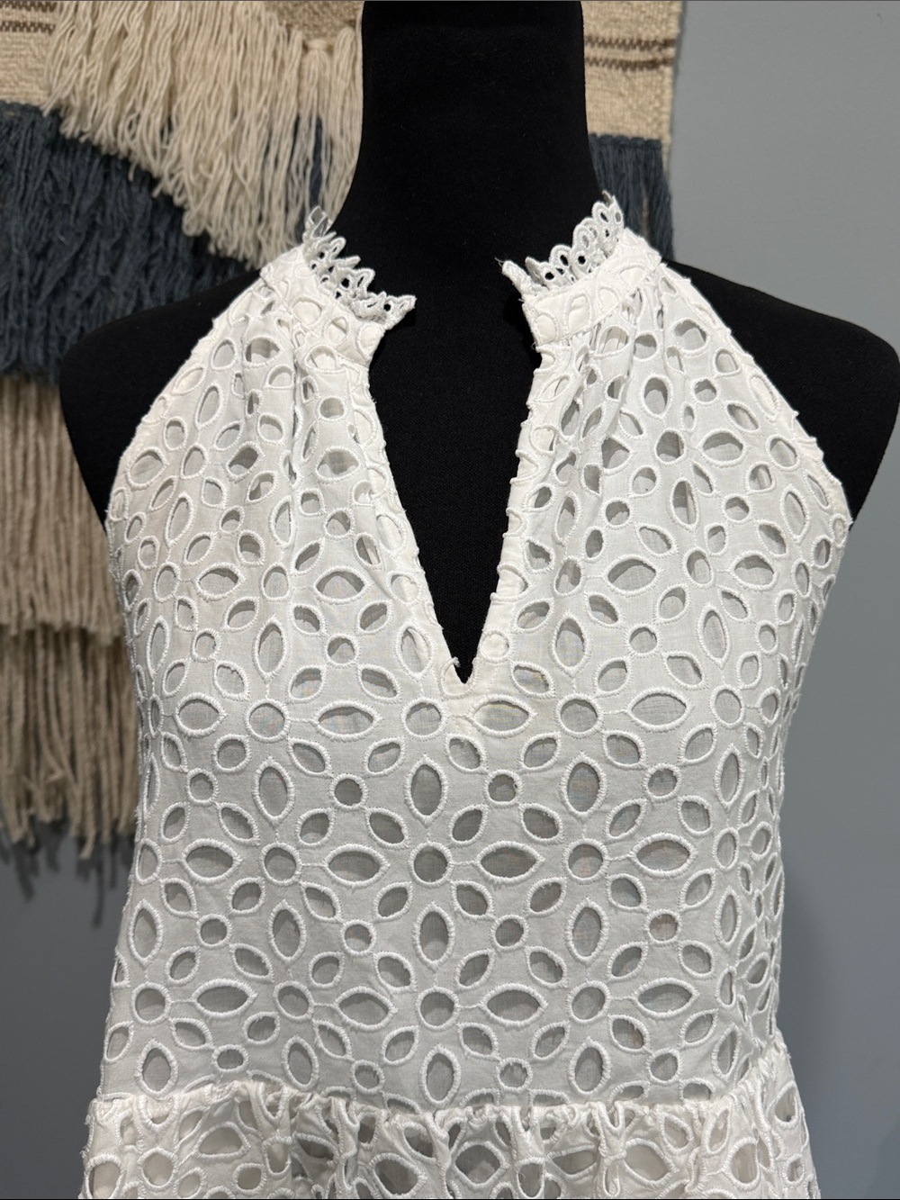 J.Crew White Eyelet Halter Dress Embroidered Summer Mini Dress Size S - Picture 5 of 15